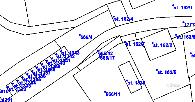 Parcela st. 666/12 v KÚ Vamberk, Katastrální mapa