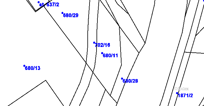 Parcela st. 680/11 v KÚ Vamberk, Katastrální mapa