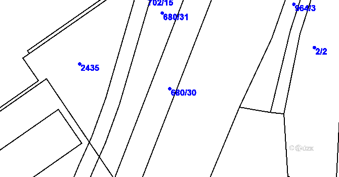Parcela st. 680/30 v KÚ Vamberk, Katastrální mapa