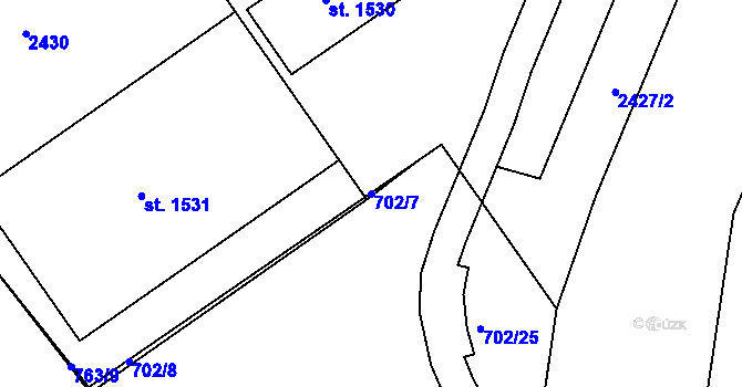 Parcela st. 702/7 v KÚ Vamberk, Katastrální mapa