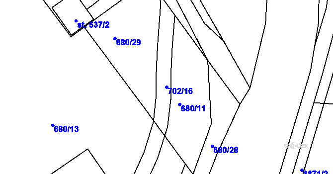 Parcela st. 702/16 v KÚ Vamberk, Katastrální mapa