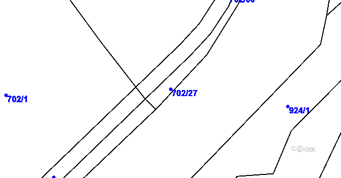 Parcela st. 702/27 v KÚ Vamberk, Katastrální mapa