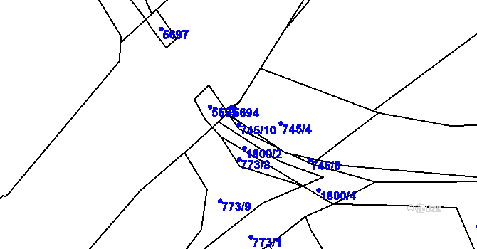 Parcela st. 745/10 v KÚ Vamberk, Katastrální mapa