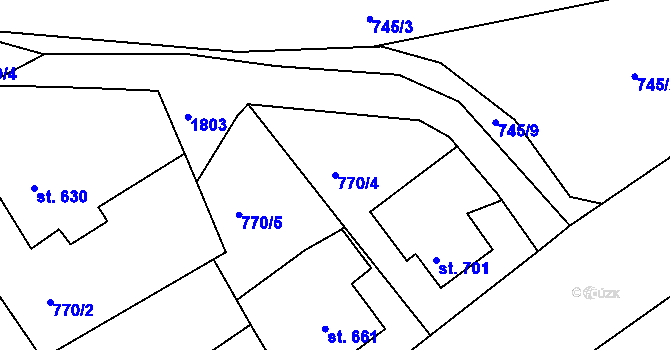 Parcela st. 770/4 v KÚ Vamberk, Katastrální mapa