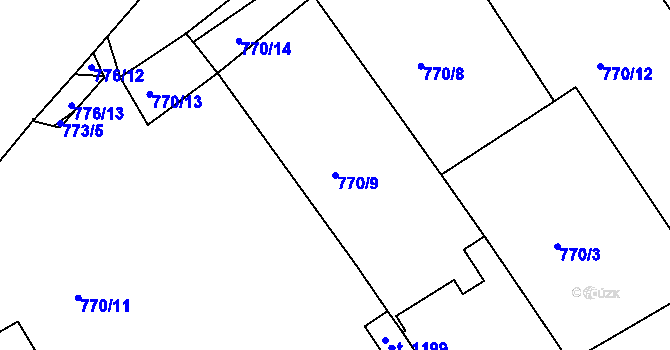 Parcela st. 770/9 v KÚ Vamberk, Katastrální mapa