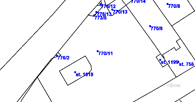 Parcela st. 770/11 v KÚ Vamberk, Katastrální mapa