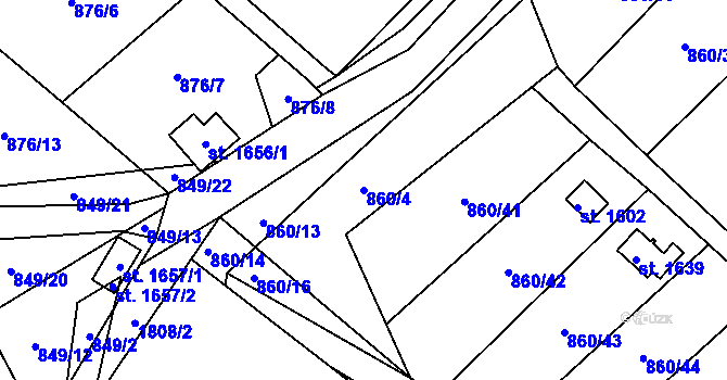 Parcela st. 860/4 v KÚ Vamberk, Katastrální mapa