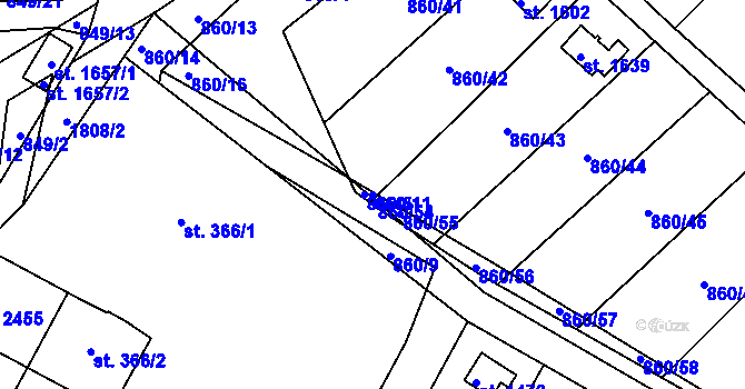 Parcela st. 860/11 v KÚ Vamberk, Katastrální mapa