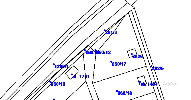 Parcela st. 860/12 v KÚ Vamberk, Katastrální mapa