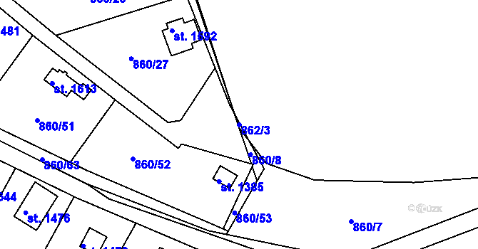 Parcela st. 862/3 v KÚ Vamberk, Katastrální mapa