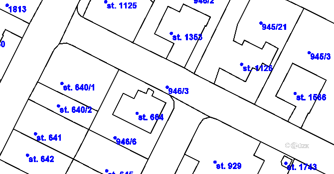 Parcela st. 946/3 v KÚ Vamberk, Katastrální mapa