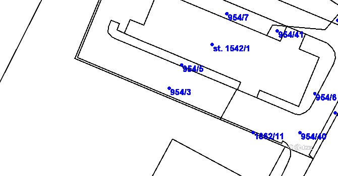 Parcela st. 954/3 v KÚ Vamberk, Katastrální mapa