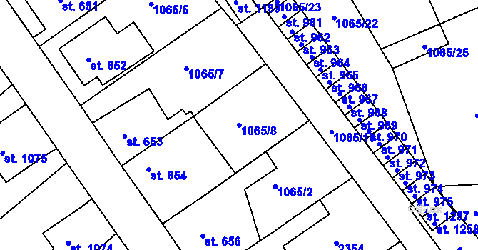 Parcela st. 1065/8 v KÚ Vamberk, Katastrální mapa