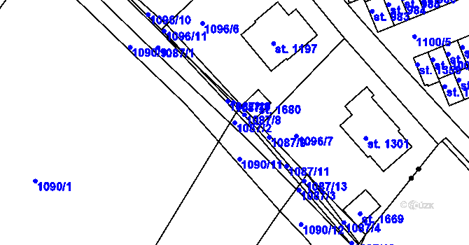 Parcela st. 1087/2 v KÚ Vamberk, Katastrální mapa