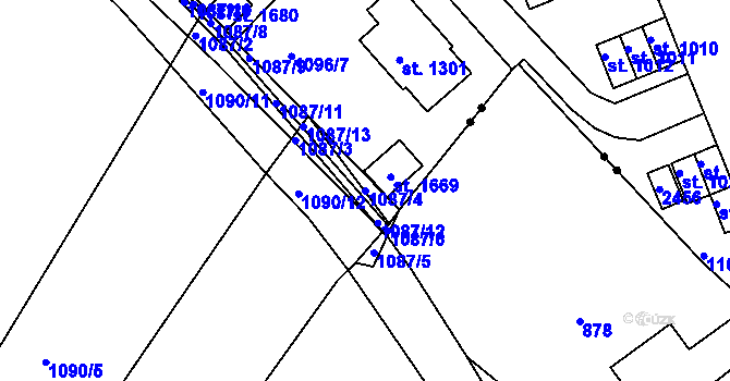 Parcela st. 1087/4 v KÚ Vamberk, Katastrální mapa