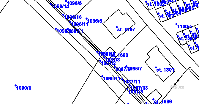 Parcela st. 1087/7 v KÚ Vamberk, Katastrální mapa