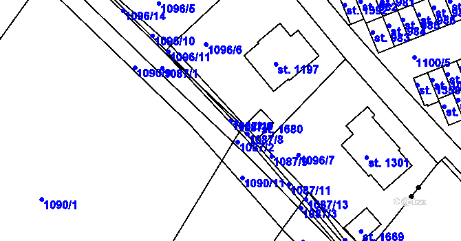 Parcela st. 1087/10 v KÚ Vamberk, Katastrální mapa