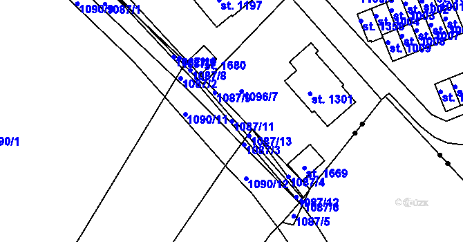 Parcela st. 1087/11 v KÚ Vamberk, Katastrální mapa
