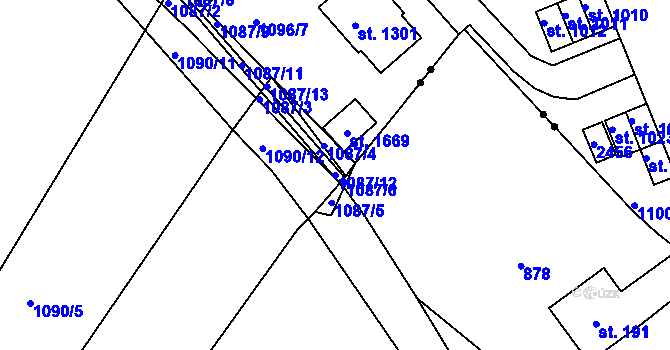 Parcela st. 1087/12 v KÚ Vamberk, Katastrální mapa