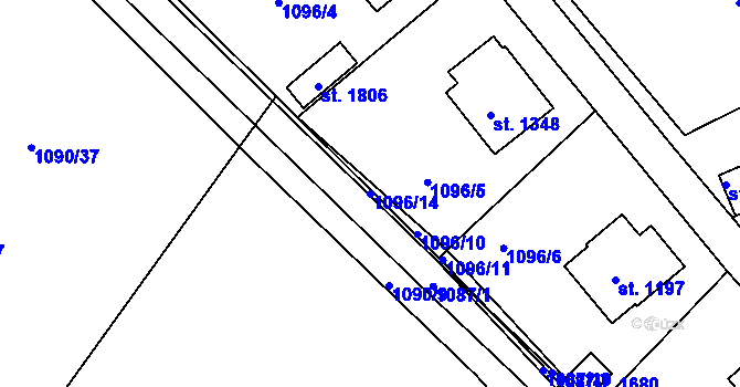 Parcela st. 1096/14 v KÚ Vamberk, Katastrální mapa