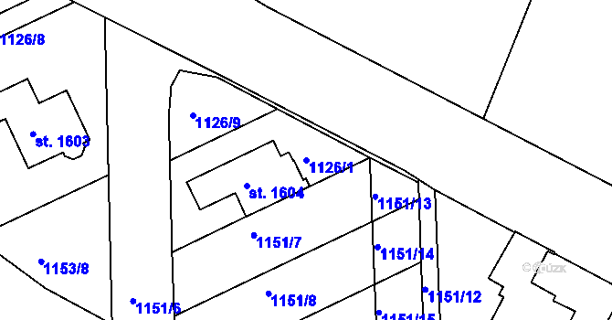 Parcela st. 1126/1 v KÚ Vamberk, Katastrální mapa