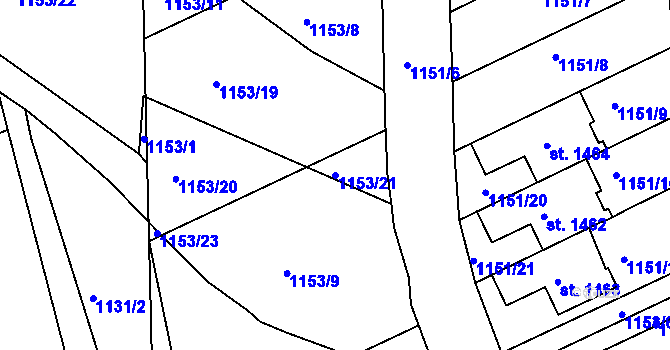 Parcela st. 1153/21 v KÚ Vamberk, Katastrální mapa