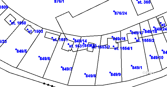 Parcela st. 849/15 v KÚ Vamberk, Katastrální mapa
