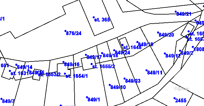 Parcela st. 849/18 v KÚ Vamberk, Katastrální mapa