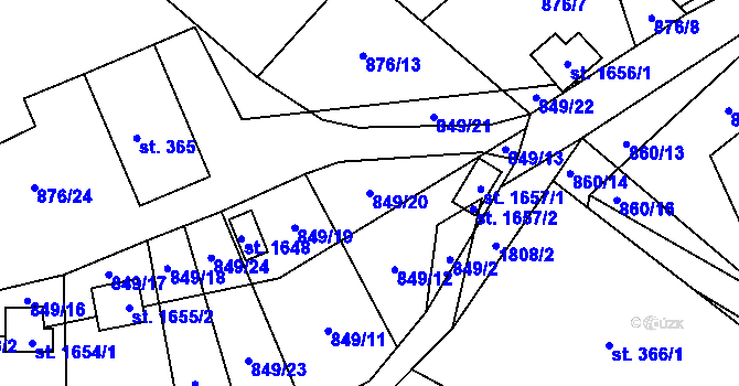 Parcela st. 849/20 v KÚ Vamberk, Katastrální mapa