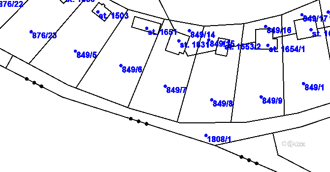 Parcela st. 849/7 v KÚ Vamberk, Katastrální mapa