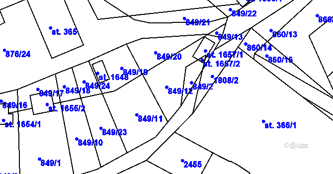Parcela st. 849/12 v KÚ Vamberk, Katastrální mapa
