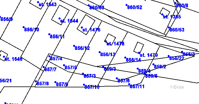 Parcela st. 856/13 v KÚ Vamberk, Katastrální mapa