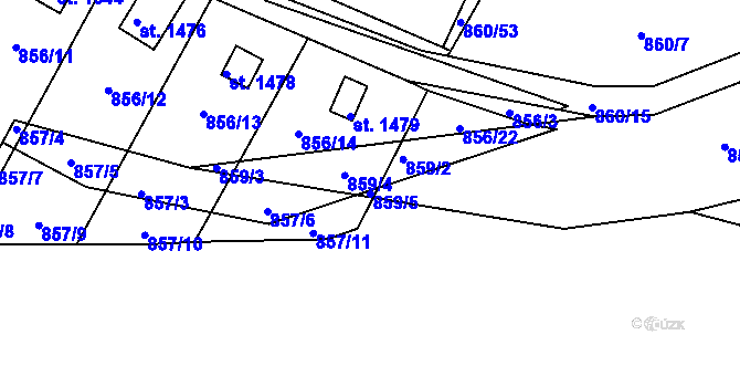 Parcela st. 859/5 v KÚ Vamberk, Katastrální mapa