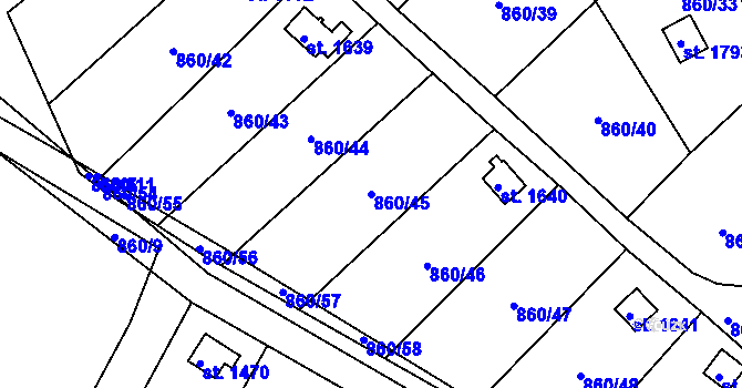 Parcela st. 860/45 v KÚ Vamberk, Katastrální mapa
