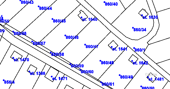 Parcela st. 860/47 v KÚ Vamberk, Katastrální mapa