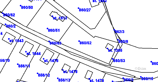 Parcela st. 860/52 v KÚ Vamberk, Katastrální mapa