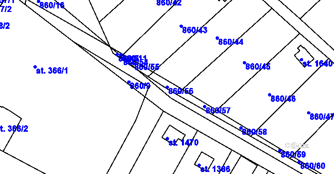 Parcela st. 860/56 v KÚ Vamberk, Katastrální mapa