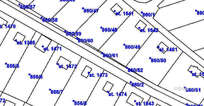 Parcela st. 860/61 v KÚ Vamberk, Katastrální mapa