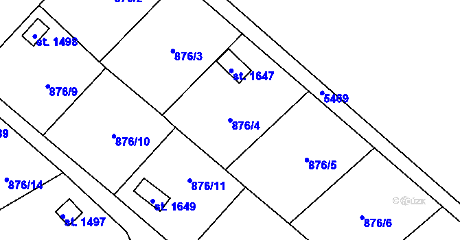 Parcela st. 876/4 v KÚ Vamberk, Katastrální mapa