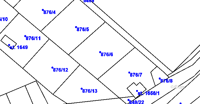 Parcela st. 876/6 v KÚ Vamberk, Katastrální mapa