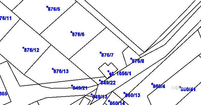 Parcela st. 876/7 v KÚ Vamberk, Katastrální mapa