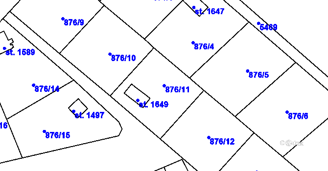 Parcela st. 876/11 v KÚ Vamberk, Katastrální mapa