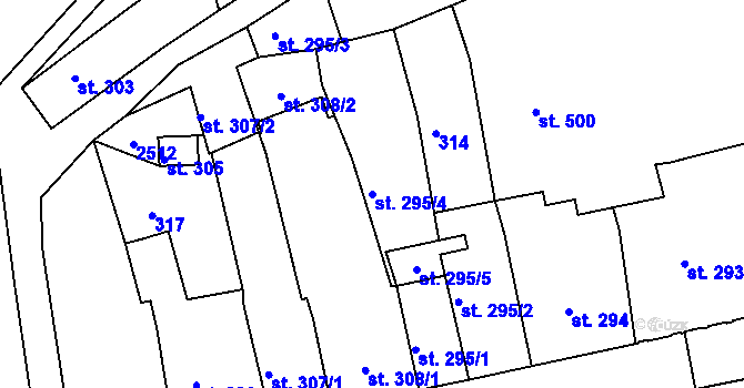 Parcela st. 295/4 v KÚ Vamberk, Katastrální mapa
