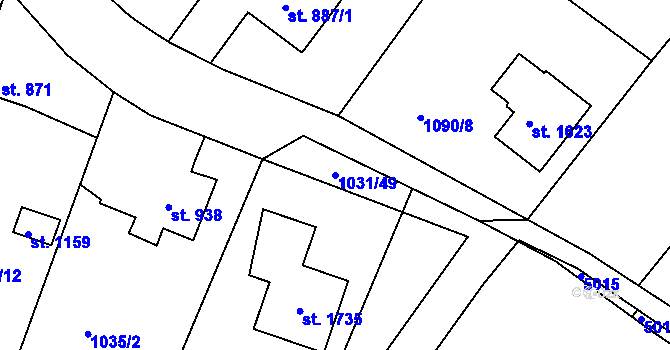 Parcela st. 1031/49 v KÚ Vamberk, Katastrální mapa