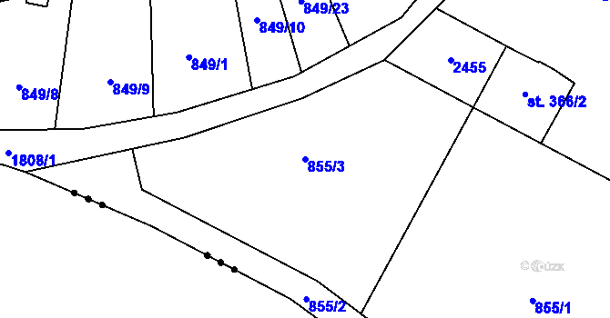 Parcela st. 855/3 v KÚ Vamberk, Katastrální mapa