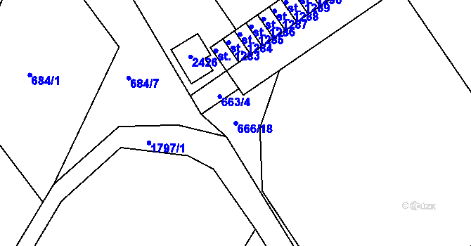 Parcela st. 666/18 v KÚ Vamberk, Katastrální mapa