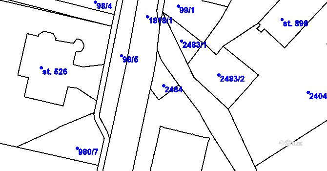 Parcela st. 2484 v KÚ Vamberk, Katastrální mapa