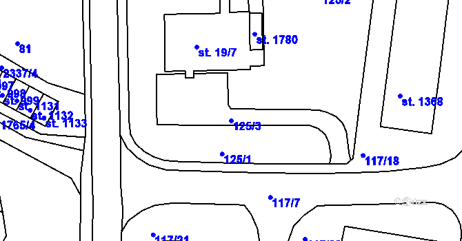 Parcela st. 125/3 v KÚ Vamberk, Katastrální mapa