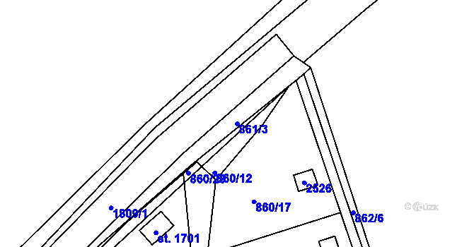 Parcela st. 861/3 v KÚ Vamberk, Katastrální mapa