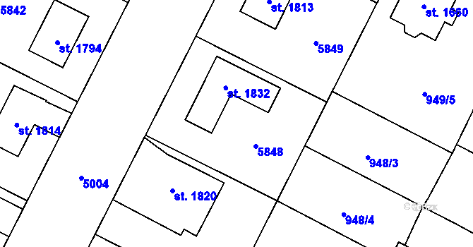 Parcela st. 954/60 v KÚ Vamberk, Katastrální mapa
